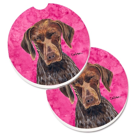 Carolines Treasures Pink German Shorthaired Pointer Set of 2 Cup Holder Car Coaster SC9117PKCARC